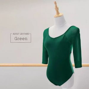 Adult Mesh 3/4 Sleeve Cotton Lycra Low Back Leotard